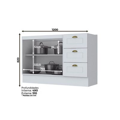 Cozinha Completa Henn 8 Peças Americana s/Pia C8P01 Branco