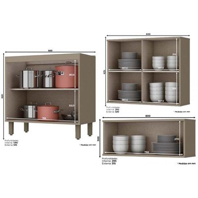 Cozinha Completa Henn 8 Peças Connect s/Pia C8P13 Duna/Cristal