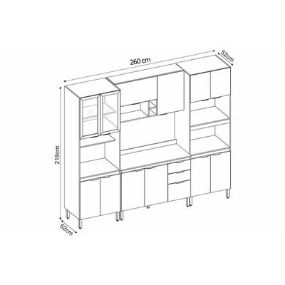 Cozinha Completa Demóbile 4 Peças Firenze C4P252 Amendola/Nude Prime TX