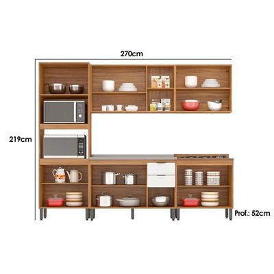 Cozinha Completa Demóbile 5 Peças Firenze FMT009 Amendola/Nude Prime TX
