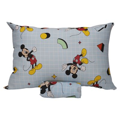 Jogo de Lençol KazzaVip Solteiro Malha Mista 70% Algodão e 30% Poliéster Estampado Disney Mickey Formas Kids 2 Peças Azul