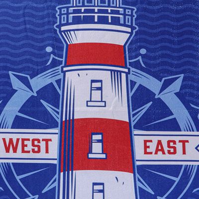 Toalha de Praia KazzaVip Microfibra 100% Poliéster Estampada Anti Areia Lighthouse 70cm x 140m Azul