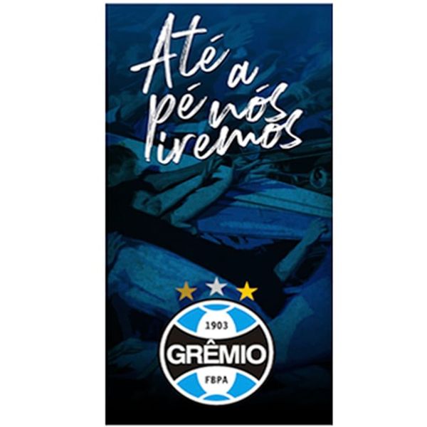 Toalha de Praia KazzaVip Microfibra 100% Poliéster Estampada Grêmio Ate A pé Nos Iremos 70cmx140m Azul