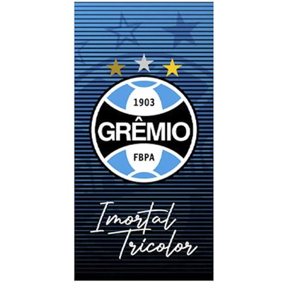 Toalha de Praia KazzaVip Microfibra 100% Poliéster Estampada Imortal Tricolor Gremio 70cm x 140m Azul