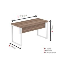 Mesa Escritório 1700x700x750 M170-70pe40tub Walnut-branco