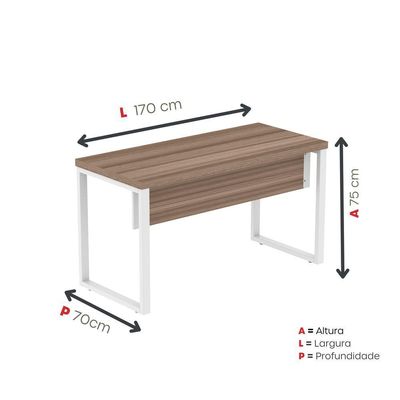 Mesa Escritório 1700x700x750 M170-70pe40tub Walnut-branco