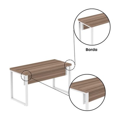 Mesa Escritório 1700x700x750 M170-70pe40tub Walnut-branco
