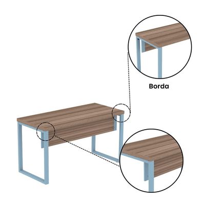 Mesa Escritório 1500x700x750mm M150-70pe40tub Walnut-azul Dali