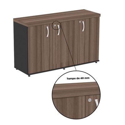 Armário Credenza 3 Portas Pivotantes Pe40 Preto-walnut