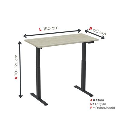 Mesa Elétrica Com Regulagem De Altura 150cm(l) Preto-castanheira Natural