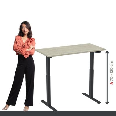 Mesa Elétrica Com Regulagem De Altura 150cm(l) Preto-castanheira Natural