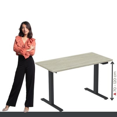 Mesa Elétrica Com Regulagem De Altura 150cm(l) Preto-castanheira Natural