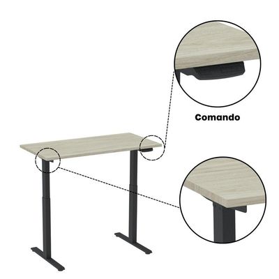 Mesa Elétrica Com Regulagem De Altura 150cm(l) Preto-castanheira Natural