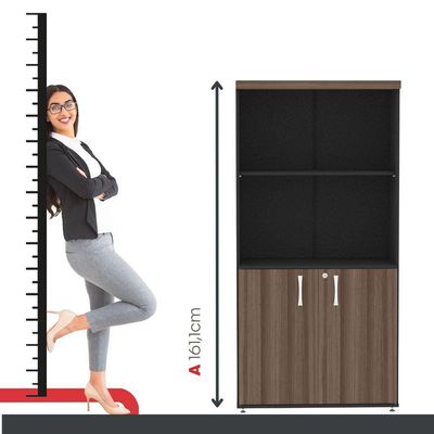 Armário Multiuso 2 Portas Pivotantes Pe40 Preto-walnut