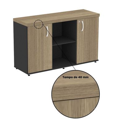 Armário Credenza 2 Portas Pivotantes Pe40 Preto-noce Naturalle