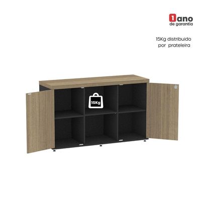 Armário Credenza 2 Portas Pivotantes Pe40 Preto-noce Naturalle
