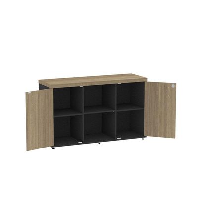 Armário Credenza 2 Portas Pivotantes Pe40 Preto-noce Naturalle