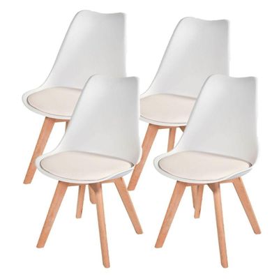 Mesa Laura 80cm Branca + 4 Cadeiras Leda - Branca