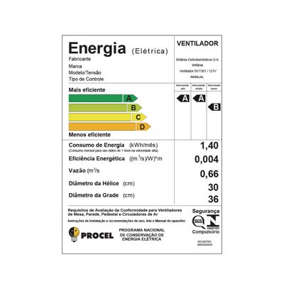 Ventilador Britânia 2 em 1 Tecnologia Maxx Force 60W BVT301 127V