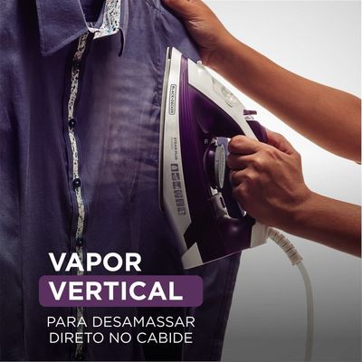 Ferro de Passar a Vapor Base Antiaderente com Spray Black&amp;Decker FX2500 Ceramic Gliss Roxo 1200W lilás,branco / 220