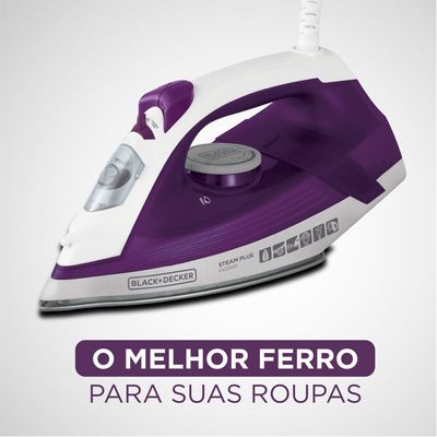 Ferro de Passar a Vapor Base Antiaderente com Spray Black&amp;Decker FX2500 Ceramic Gliss Roxo 1200W lilás,branco / 220