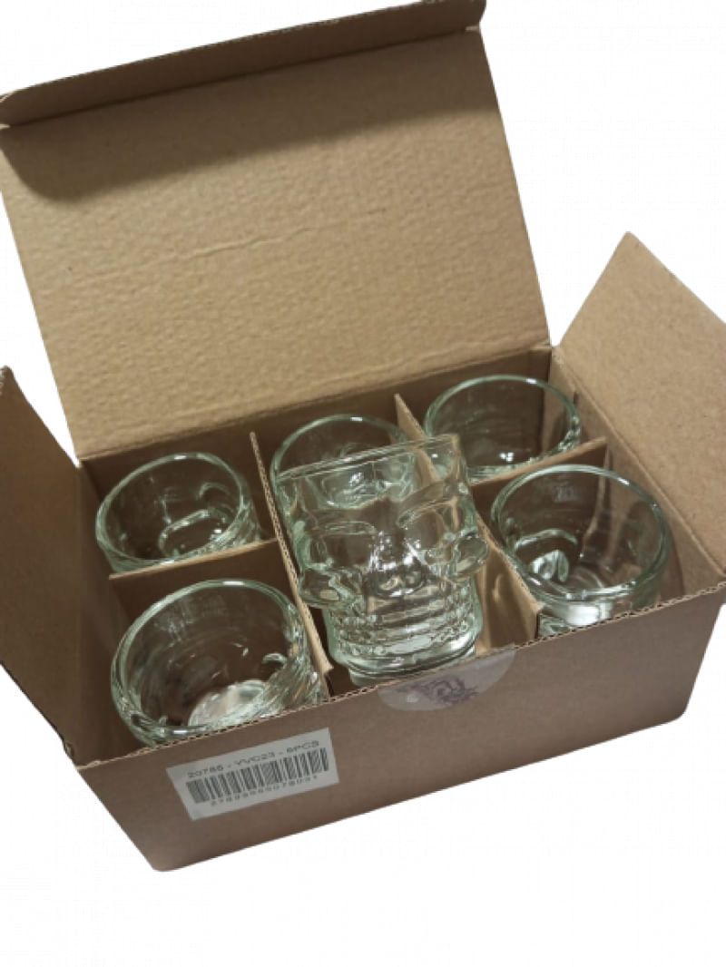 Copo de shot Vitrizi Caveira de vidro 45ml - 6 Unidades
