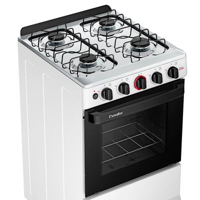 Fogão de Piso a Gás Esmaltec 4 Bocas Ideal Super Mesa Inox e Forno Limpa Fácil 50L - Branco