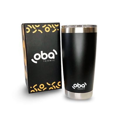 Copo Térmico Preto Com Tampa 591ml Acoplado Um Abridor De Garrafas
