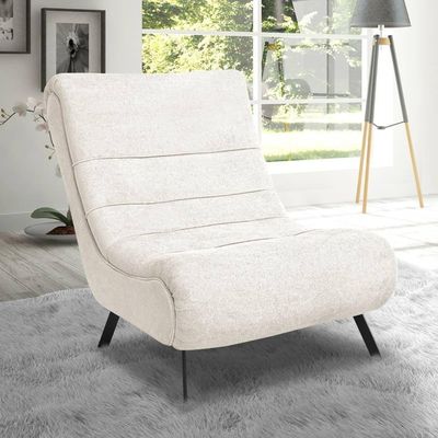 Poltrona Com Pés Em Ferro Tecido Bouclé Vancouver – Lucadi Off White