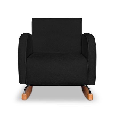 Poltrona Com Base Balanço Em Tecido Bouclé Cindy – Lucadi Preto