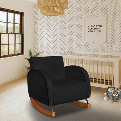 Poltrona Com Base Balanço Em Tecido Bouclé Cindy – Lucadi Preto