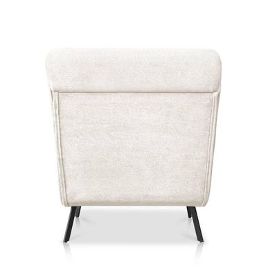 Conjunto Poltrona + Puff Com Pés De Ferro Em Tecido Bouclé Vancouver – Lucadi Off White