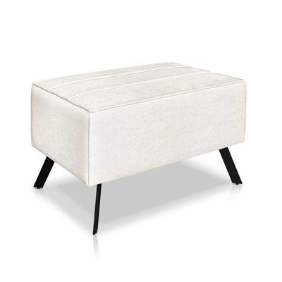 Conjunto Poltrona + Puff Com Pés De Ferro Em Tecido Bouclé Vancouver – Lucadi Off White