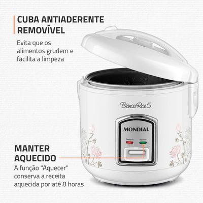 Panela Elétrica de Arroz Mondial Bianca Rice NPE-05 5 Xícaras - Branca Branco / 110
