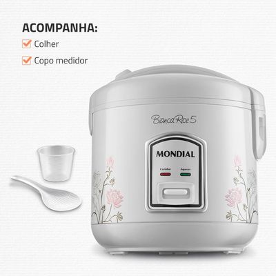 Panela Elétrica de Arroz Mondial Bianca Rice NPE-05 5 Xícaras - Branca Branco / 110
