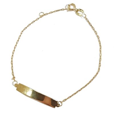 Pulseira de Ouro 18K Infantil  Plaquinha Corrente
