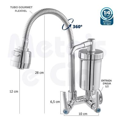 Torneira Metal Com Filtro Cozinha Gourmet Pia Mesa Parede