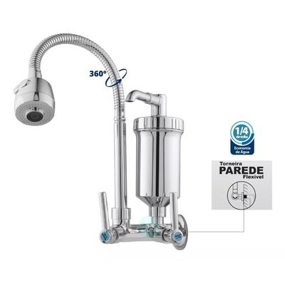 Torneira Metal Com Filtro Cozinha Gourmet Pia Mesa Parede