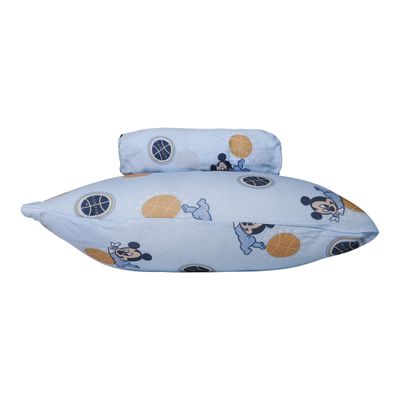 Jogo de Lençol KazzaVip Baby Malha 100% Algodão Berço Americano Estampado Com Elastico 2 Peças Mickey Travesso Azu