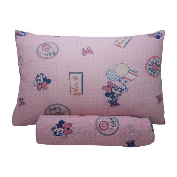 Jogo de Lençol KazzaVip Baby Malha 100% Algodão Berço Americano Estampado Com Elástico 2 Peças Minnie Doce Rosa