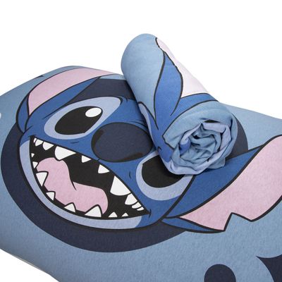 Jogo de Lençol KazzaVip Solteiro Malha Mista 70% Algodão e 30% Poliéster Joy Disney Big Stitch 02 Peças Azul