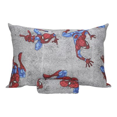 Jogo de Lençol KazzaVip Solteiro Malha  Mista 70% Algodão 30% Poliéster Kids Marvel Spider Wall 02 Peças Cinza