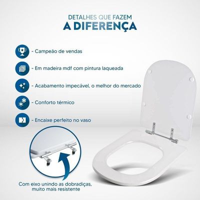 Tampa De Vaso Sanitário Vogue Plus Branco Para Bacia Deca