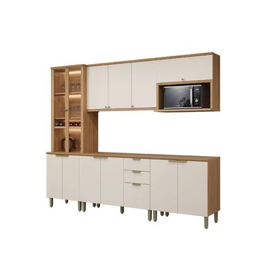 Cozinha Completa Linea Brasil 5 Peças Selene CP06 Jequitiba/Off White Fosco