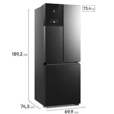 Geladeira Electrolux Frost Free Inverter 480L Efficient AutoSense 3 Portas Black Inox Look (IM7B) 127V