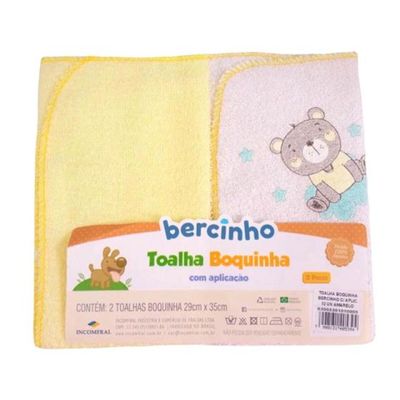 TOALHA DE BOCA INCOMFRAL COM APLICAÇÃO - 2 TOALHINHAS  amarelo
