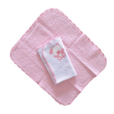 TOALHA DE BOCA INCOMFRAL COM APLICAÇÃO - 2 TOALHINHAS  rosa