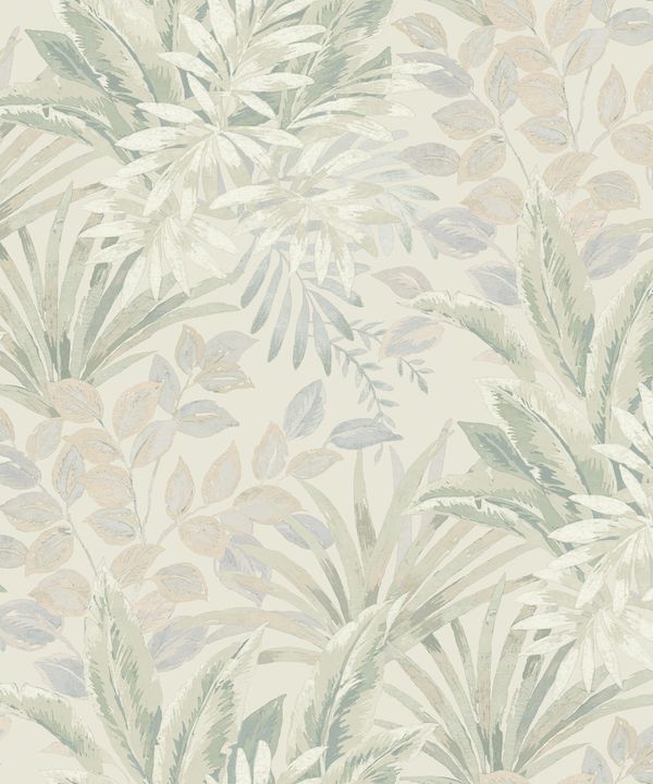 Papel de Parede Time Folhagem Verde e Lilas TJ3202