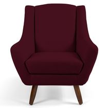 Kit 02 Poltronas Decorativas Sala de Estar Pés de Madeira Naomi Veludo Marsala - Gran Belo
