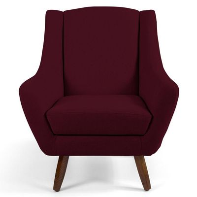 Kit 02 Poltronas Decorativas Sala de Estar Pés de Madeira Naomi Veludo Marsala - Gran Belo